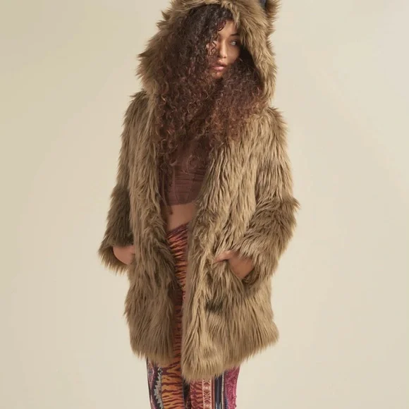 SPIRIT HOODS ASH WOLF CLASSIC FAUX FUR COAT - Picture 5 of 10